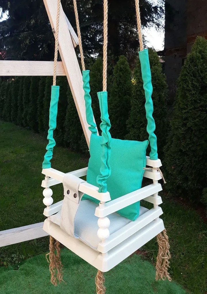 Turkusowa huśtawka dziecięca 3w1 B0-W04