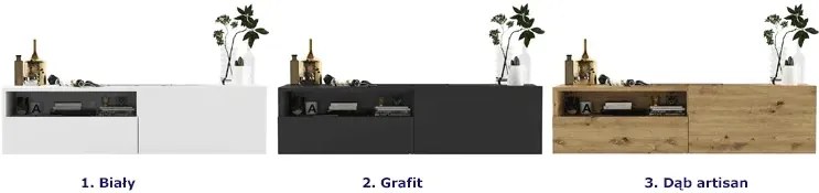 Ścienna szafka rtv z szufladą grafitowa L4-M91