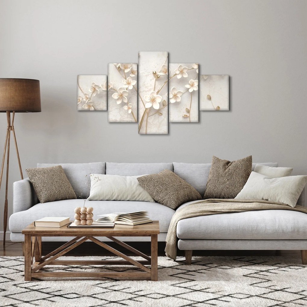 Obraz - Złoty kwiat - abstrakcja (125x70 cm)