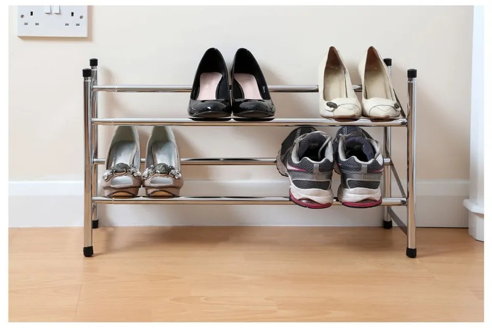 Metalowy teleskopowy regał na buty w kolorze srebra – Premier Housewares