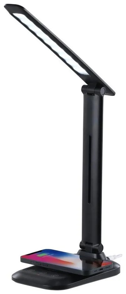 Immax 09106L - ściemniana lampka biurkowa LED z bezprzewodowym ładowaniem QI LUMI LED/7W/230V czarna