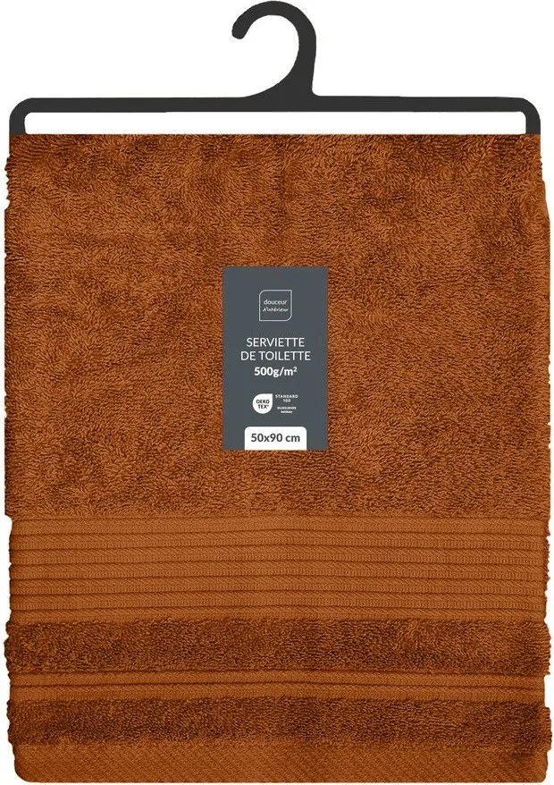 Bawełniany ręcznik frotte w kolorze terakoty 50x90 cm Tendresse – douceur d'intérieur