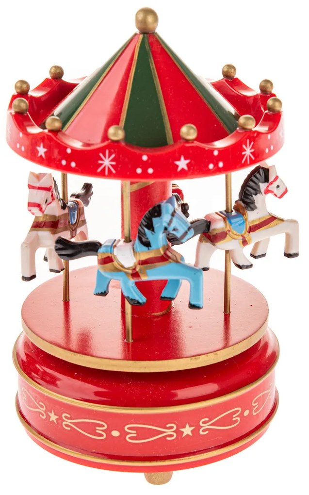 Karuzela z konikami, 18 cm, czerwony
