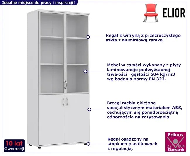 Biały zamykany regał biurowy Lemoni