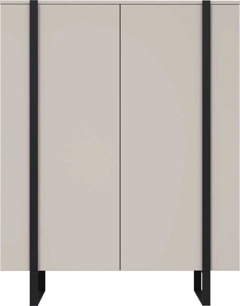 Komoda wysoka Verica 120 cm dwudrzwiowa - kaszmir / czarne nóżki