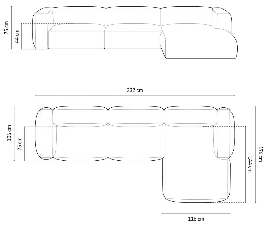 Ciemnoniebieski narożnik modułowy z materiału bouclé (prawostronny) Martina – Micadoni Home