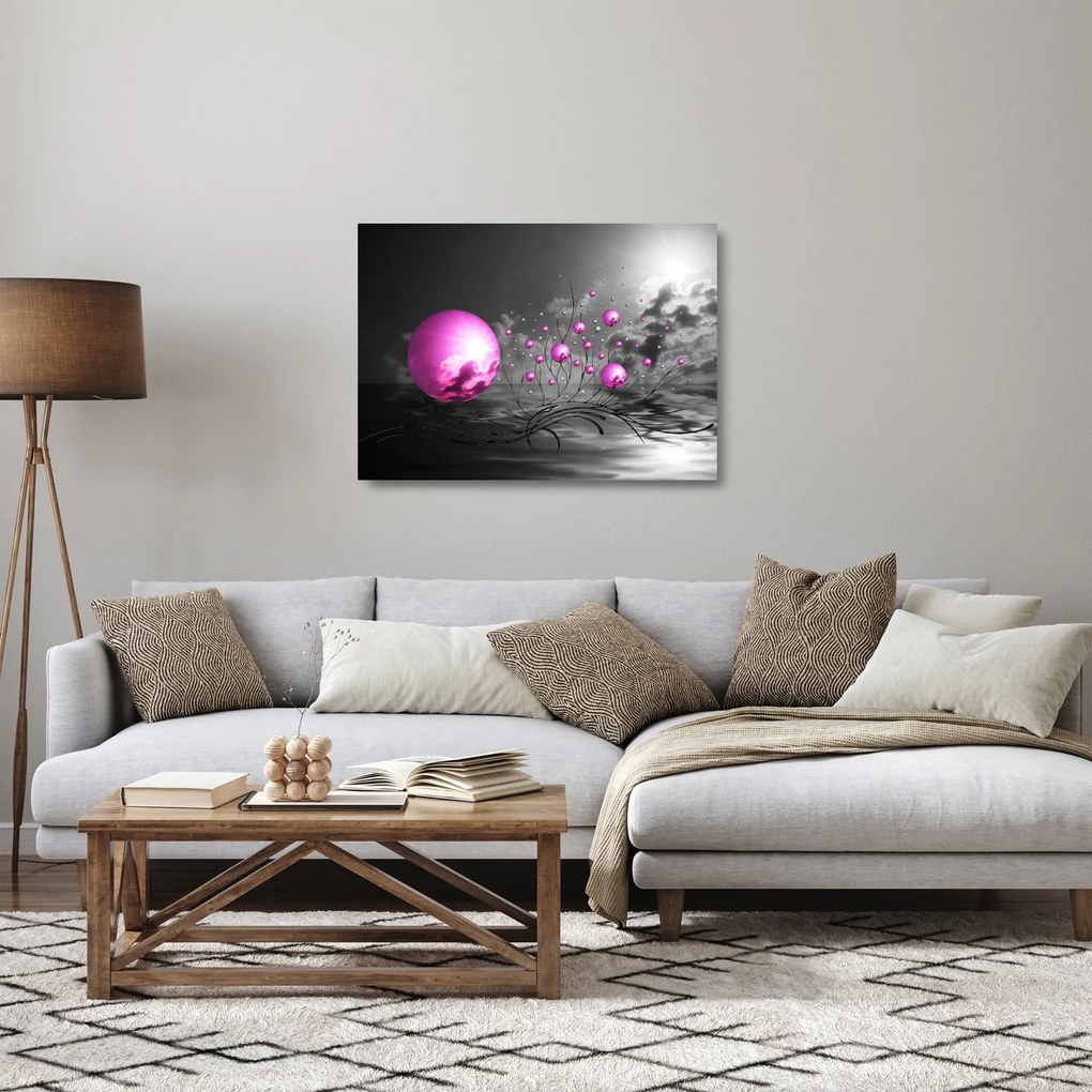 Obraz na szkle - różowe kule (70x50 cm)
