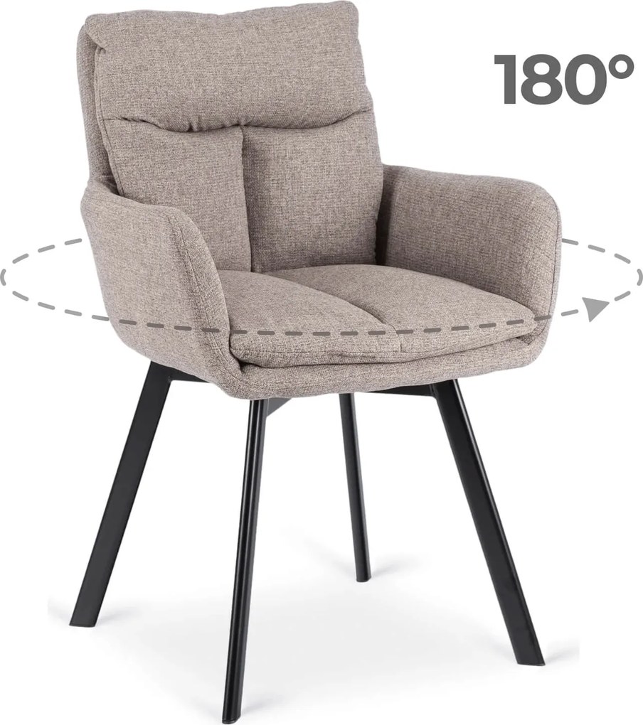 Krzesło Tapicerowane Obrotowe do Salonu CORTADO Brązowe Nowoczesne