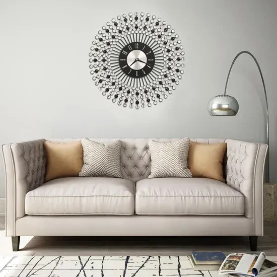 Elegancki czarny zegar z koralikami 43 cm A9-A60