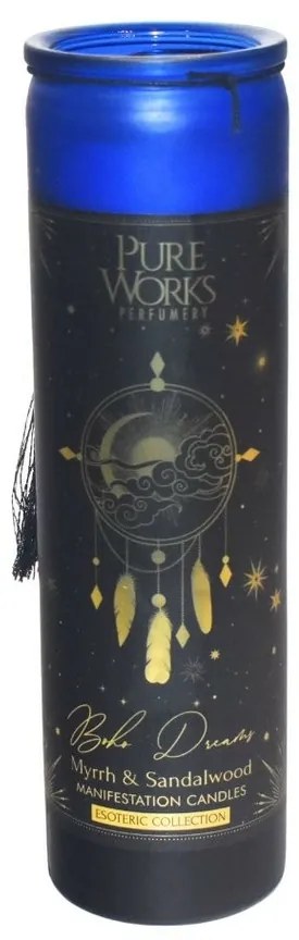 Arome Świeca organiczna Myrrh&Sandalwood 300 gw kolorowym wysokim szklanym słoiku z frędzelkiem