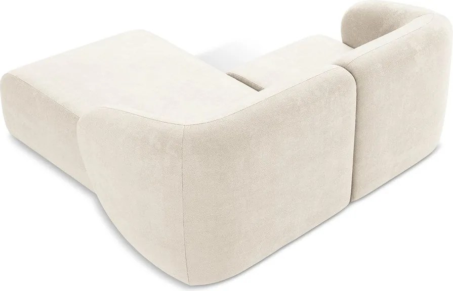 Beżowy narożnik z tkaniny szenilowej (prawostronny/z szezlongiem) Lani – Makamii