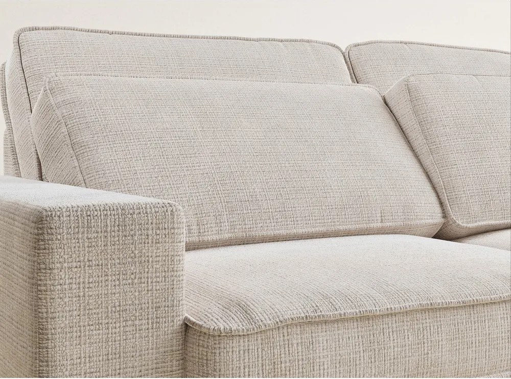 Kremowy narożnik z tkaniny szenilowej (prawostronny/w kształcie litery L) Kirou – Maison de Rêve