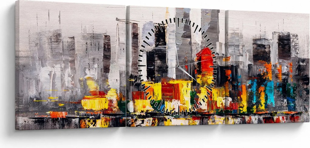 Obraz - Obraz przedstawiający duże miasto (z zegarem) (90x30 cm)