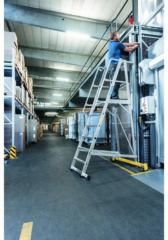 Zarges Składana aluminiowa drabina platformowa - 7 stopni, 1,8 m