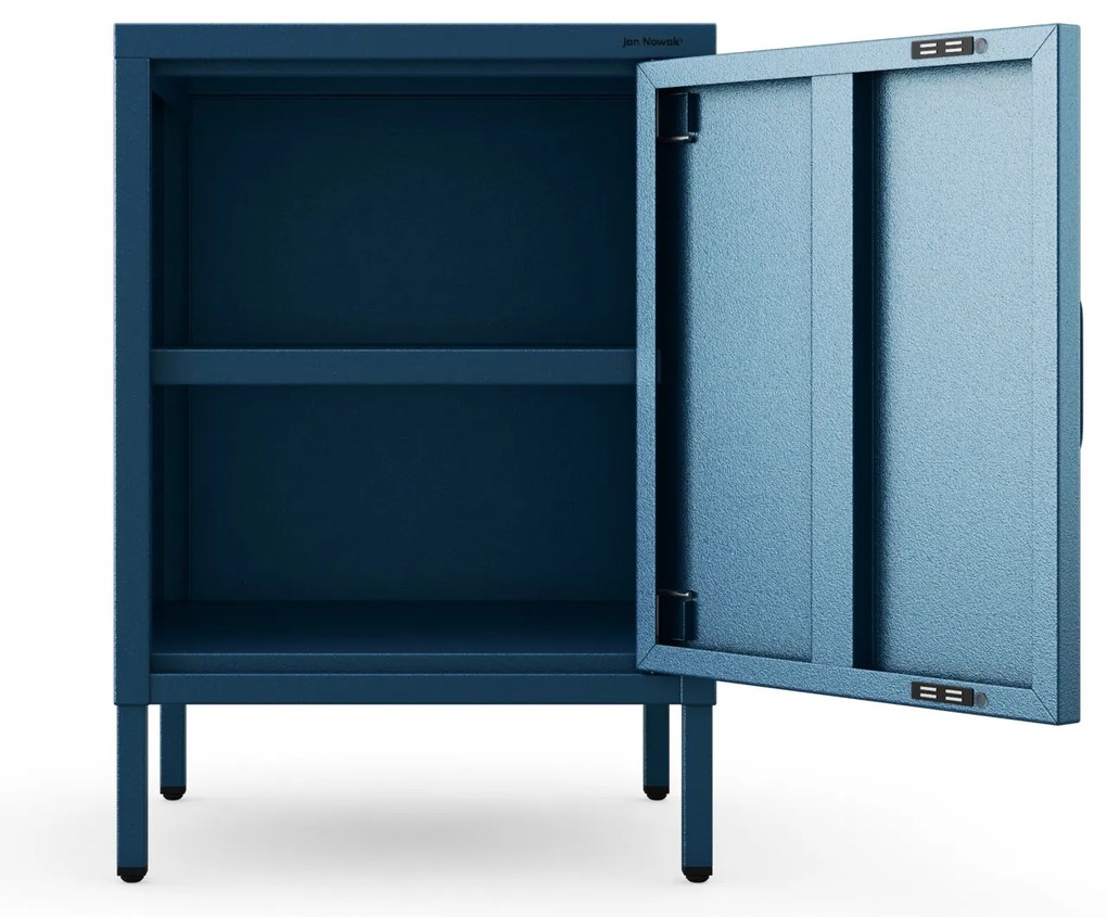 Szafka nocna metalowa na nóżkach granatowa, 424x595x400 mm: MIA Modern