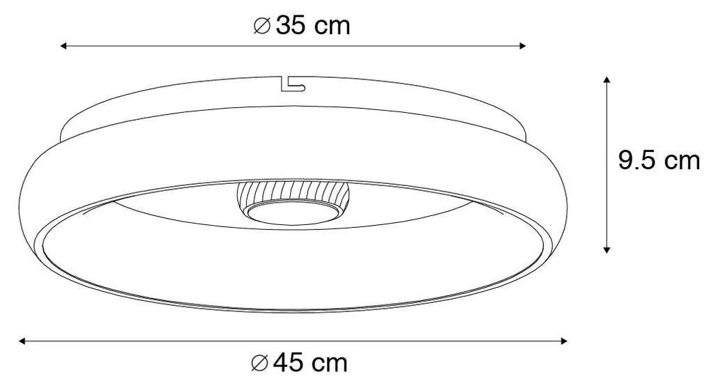 Lampa sufitowa czarna z diodą LED i pilotem - Ghislaine Nowoczesny Oswietlenie wewnetrzne