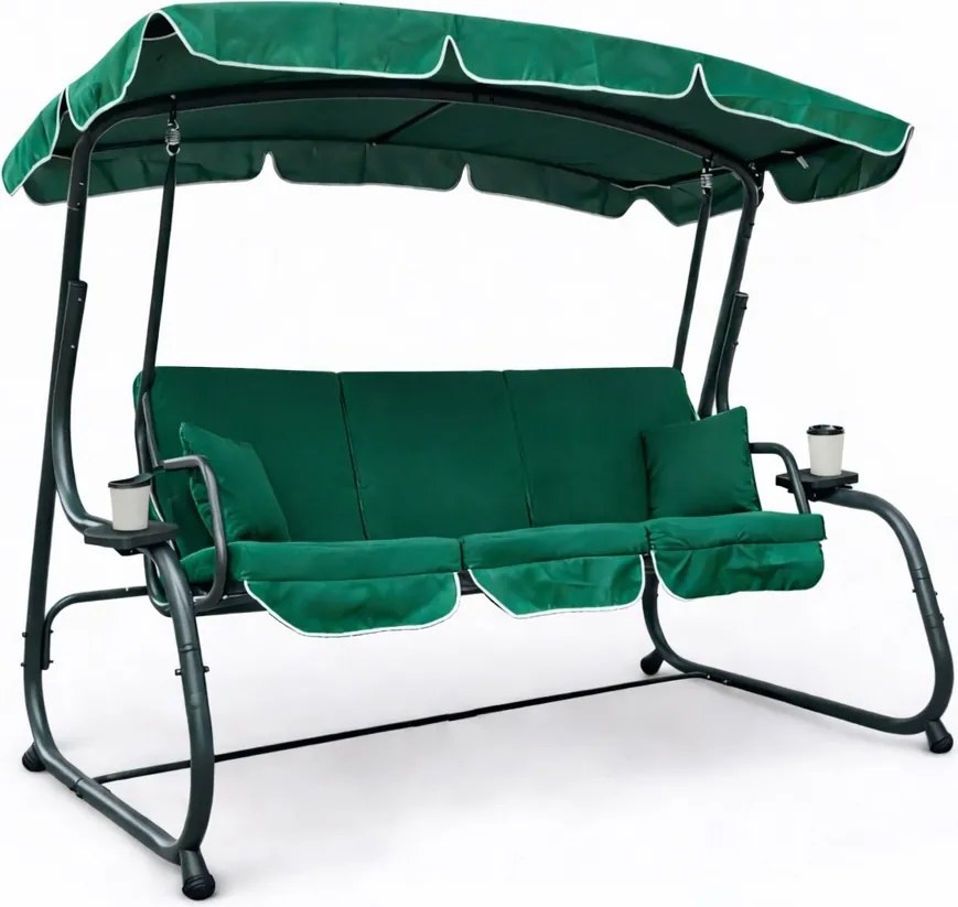Bujana huśtawka do ogrodu rozkładana Nepal MAS-4026, kolor zielony