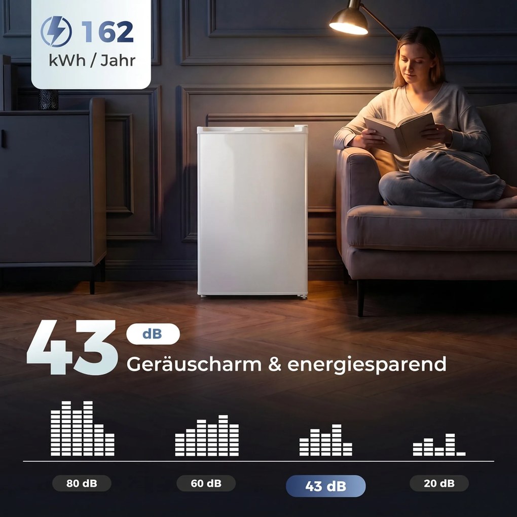 HOMCOM Mini-zamrażarka 85 l, kompaktowa zamrażarka stojąca z wymiennym zawiasem drzwi i regulacją temperatury, Biały | Aosom PL