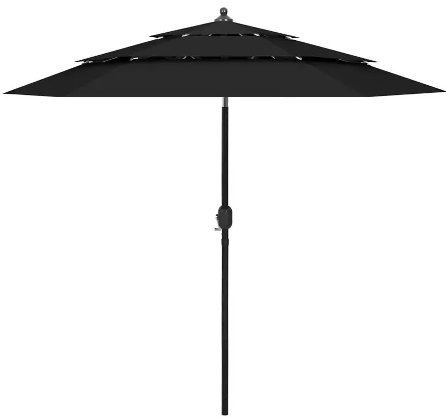 Czarny parasol ogrodowy z potrójnym daszkiem F1-R83