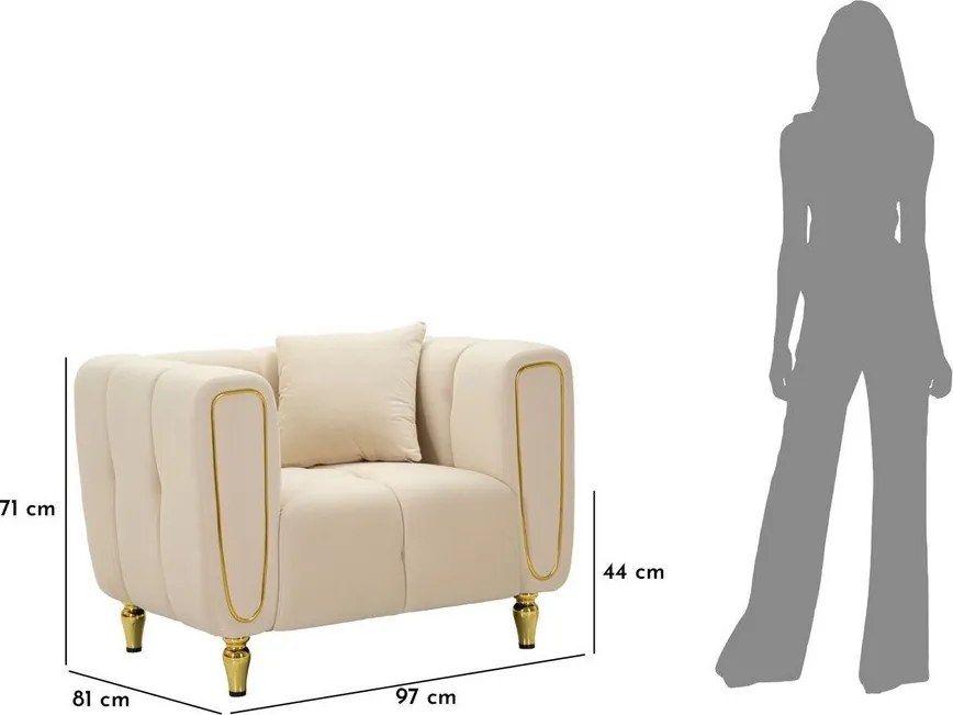 Kremowy aksamitny fotel Alma – Mauro Ferretti