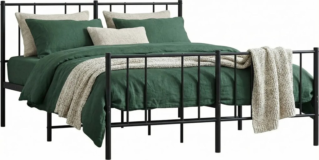 Czarne metalowe łóżko małżeńskie w stylu loft 140x200cm G4-E18