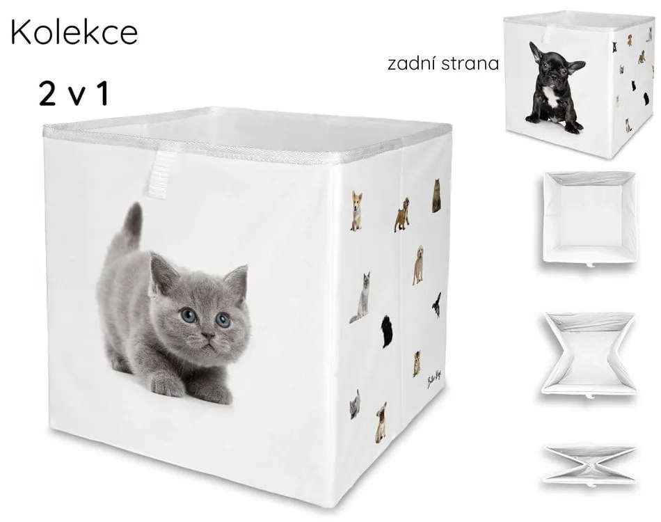 Biały tekstylny dziecięcy pojemnik na zabawki 32x32x32 cm The Cutest Ones – Butter Kings