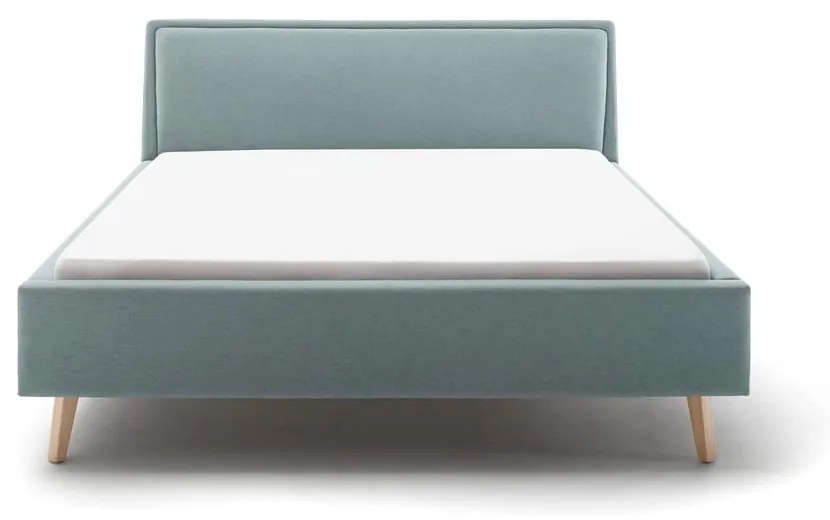 Szaroniebieskie tapicerowane łóżko dwuosobowe ze schowkiem i stelażem 180x200 cm Frieda – Meise Möbel