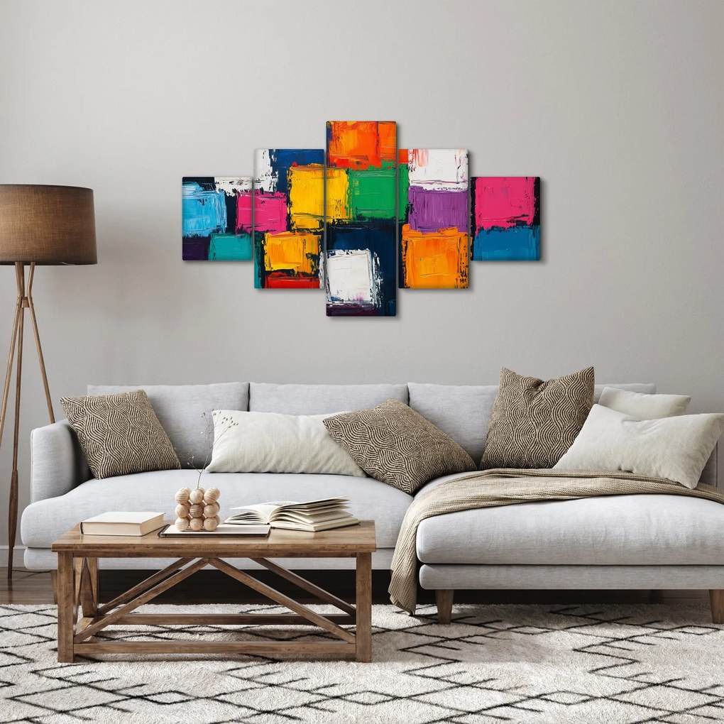 Obraz - Obraz z kolorowymi kwadratami (125x70 cm)