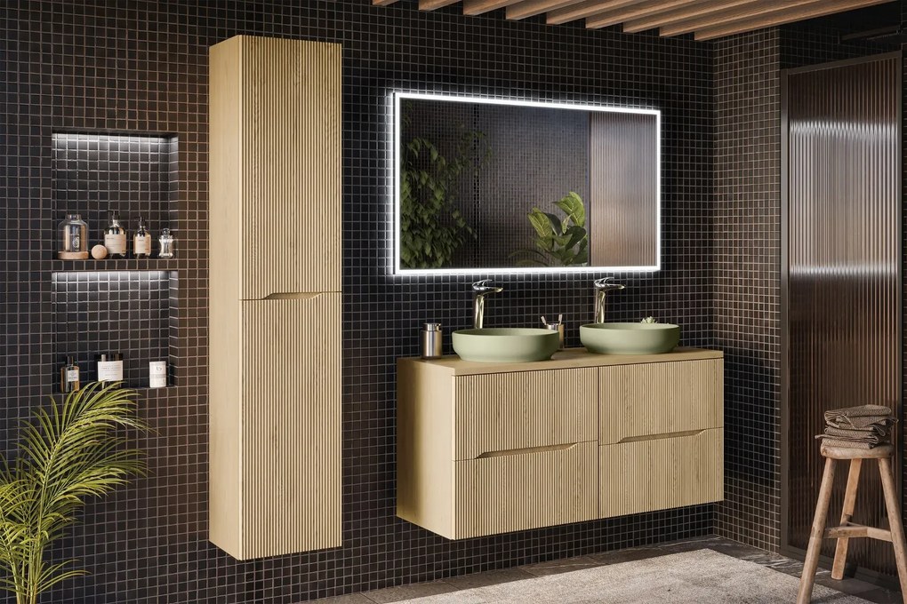 Szafka pod umywalkę nablatową NORDIC CREMONA 2S 80cm dąb cremona z blatem COMAD
