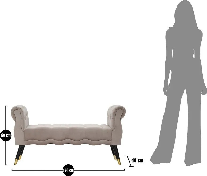 Szarobrązowa aksamitna ławka Paris – Mauro Ferretti