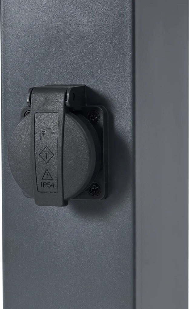 Lampa zewnętrzna ciemnoszara z przydymionym szkłem 45 cm IP44 z gniazdem i czujnikiem ruchu - Malios