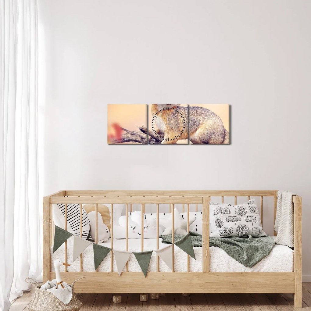 Obraz - Lis (z zegarem) (90x30 cm)