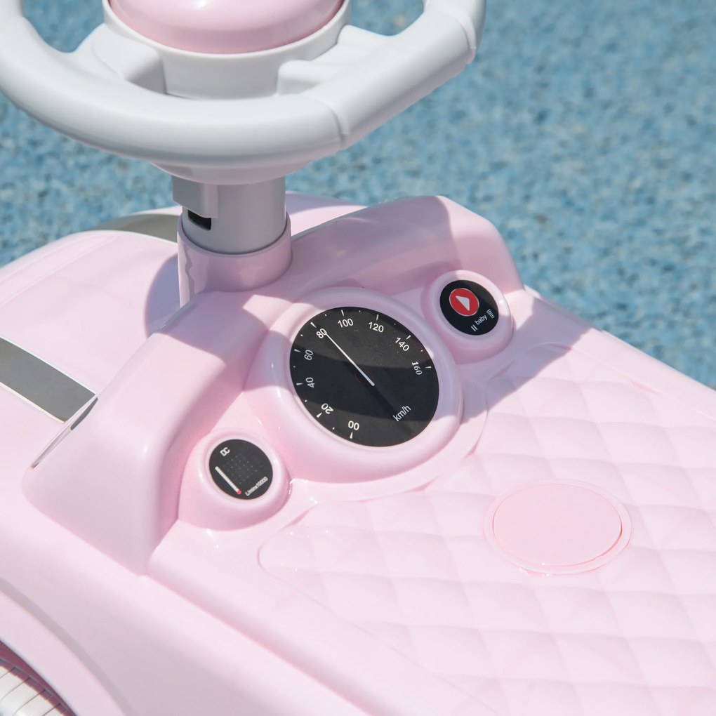 AIYAPLAY Autko Ruchome dla Dzieci, Zabezpieczenie przed Przechyleniem, Klakson, Antypoślizgowe Siedzisko, Materiał Plastikowy, Różowy