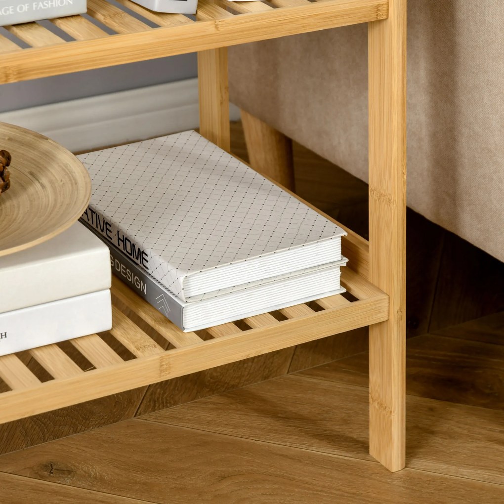 HOMCOM Regał bambusowy 4 poziomy półka kuchenna biurowa naturalny 62x33x112 cm | Aosom PL