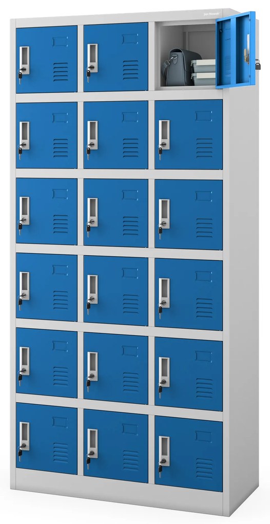 Skrytkowa szafa socjalna KAROL, 900 x 1850 x 400 mm, szaro-niebieska
