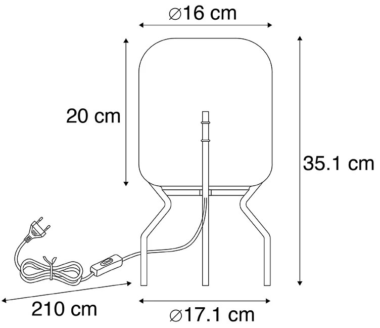 Inteligentna designerska lampa stołowa czarna z przydymionym szkłem w tym wifi A60 - BlissDesignerski Oswietlenie wewnetrzne