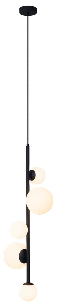 Designerska lampa wisząca czarna z matowym szkłem 5-punktowa - VerticalDesignerski Oswietlenie wewnetrzne