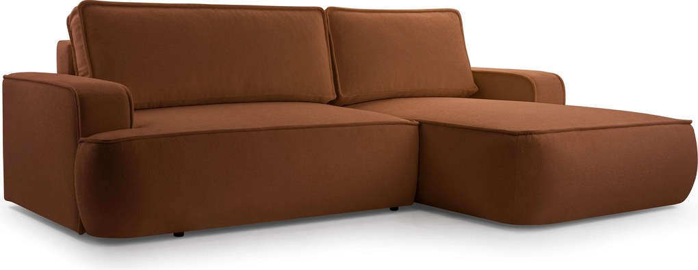 Masseno Narożnik SOLO z funkcją spania i pojemnikiem na pościel Narozniki L, Rozkładana sofa - Ceglasty, GERRA 25