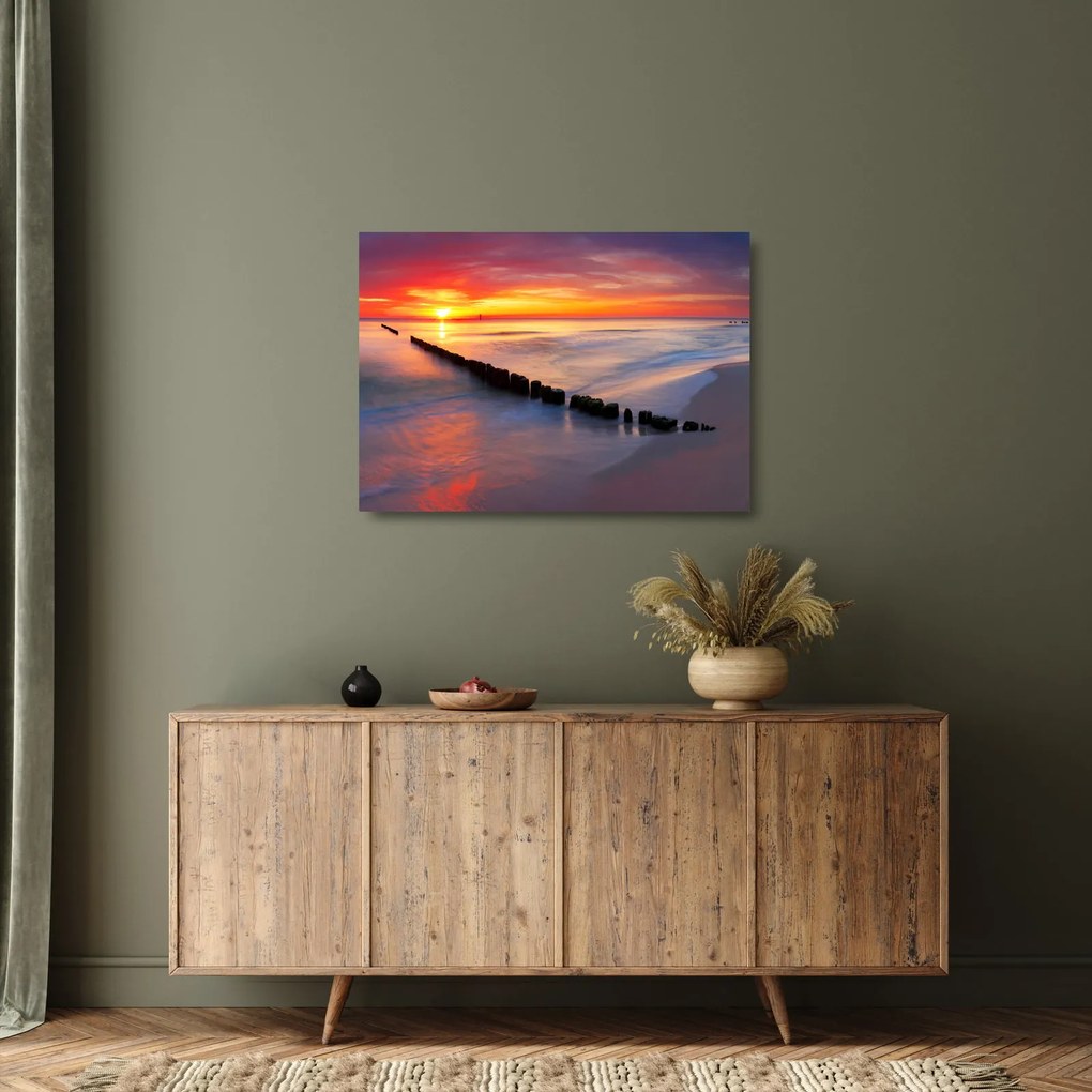 Obraz na szkle - Sunset, Baltic Sea, Poland (70x50 cm)
