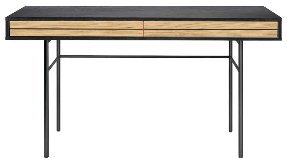 Czarne biurko Woodman Stripe, 130x60 cm