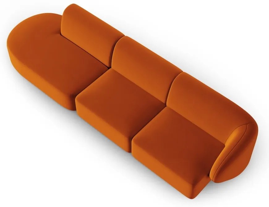 Aksamitna sofa prawostronna w kolorze terakoty 311 cm Paolo – Milo Casa