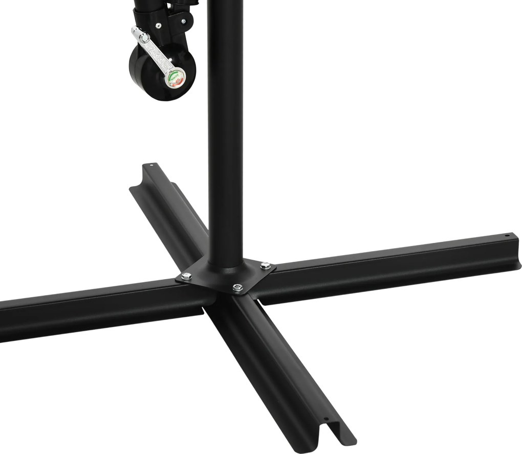 Outsunny Parasol Ogrodowy Ø3m, Obrotowy, z Korbką, Stal Nierdzewna, Poliester, Ciemnoszary/Czarny