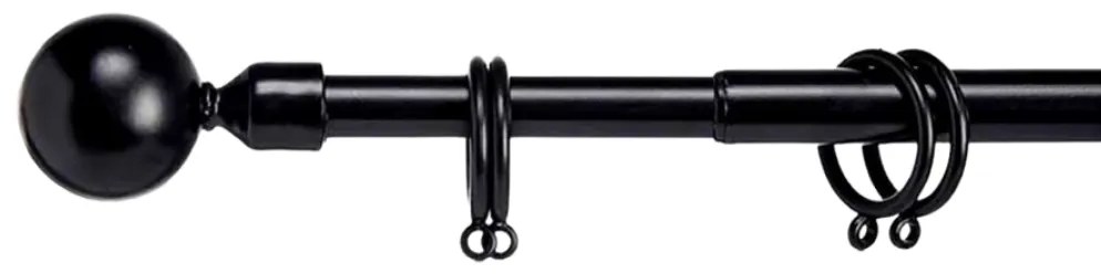 Czarny metalowy karnisz VALANCE GLOBE 120-210 cm