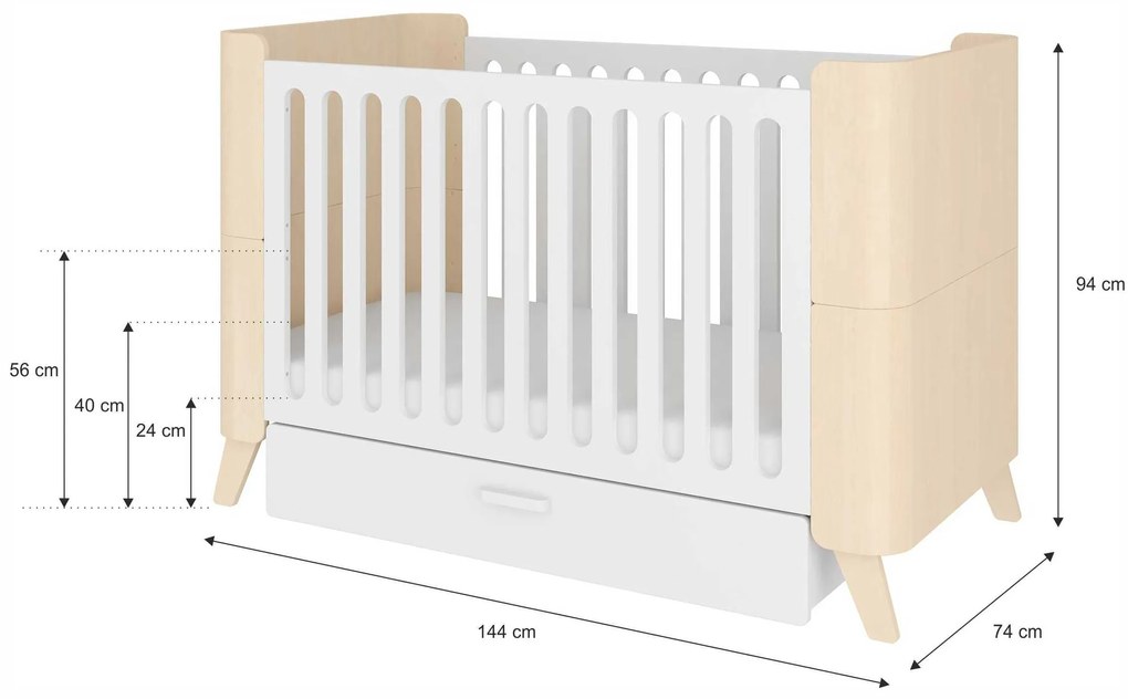 Łóżeczko dziecięce HOPPA 70 x 140 cm z pojemnikiem na przechowywanie
