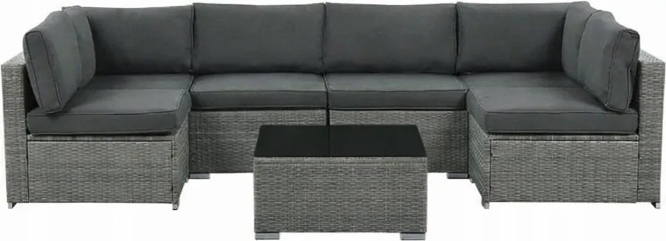 Modułowy narożnik ogrodowy Caldoro XL2501 technorattan, szary, poduszki szare