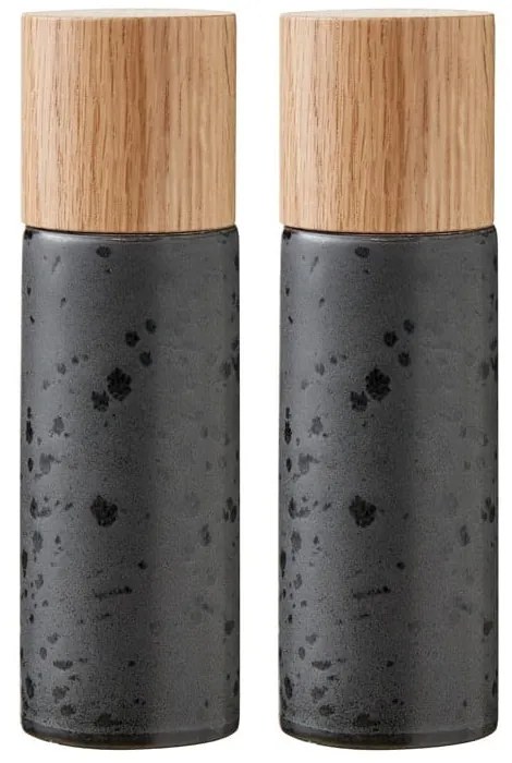 Czarny zestaw młynków do pieprzu i soli 2 szt. ceramiczny Gastro Black – Bitz