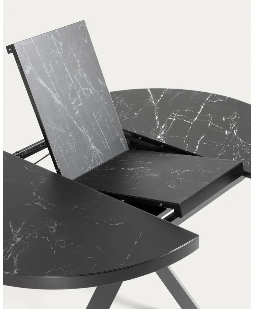 Czarny okrągły rozkładany stół z ceramicznym blatem ø 160 cm Vashti – Kave Home