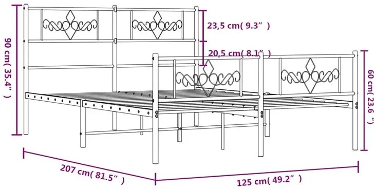 Czarne metalowe łóżko rustykalne 120x200cm czarny