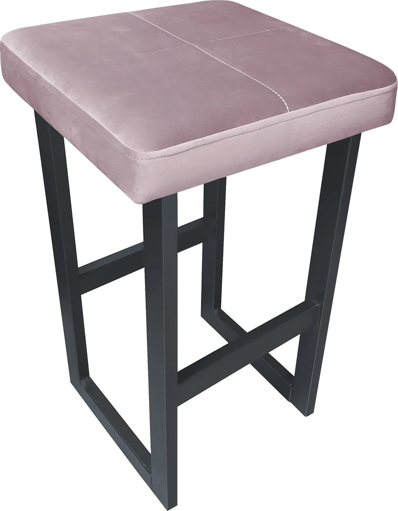 Hoker ALEX krzesło barowe tkanina Welur podstawa metalowa : Kolor Stelaża - Grafit, Kolor tkaniny - VELVET - MG55, Wysokość - 60 cm
