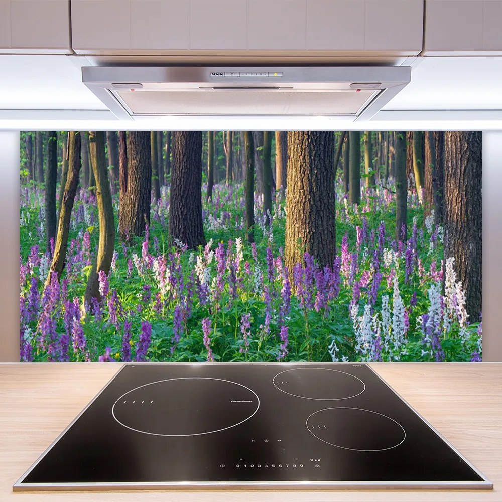 Panel Szklany do Kuchni Leśna Polana W Kwiatach